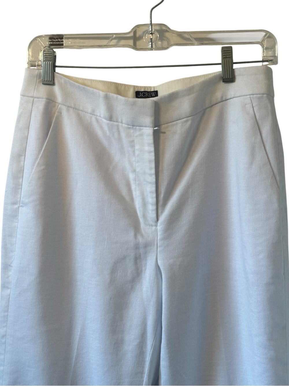 J.Crew Kate Straight-Leg Pant Stretch Linen Blend White 4 - Picture 5 of 10